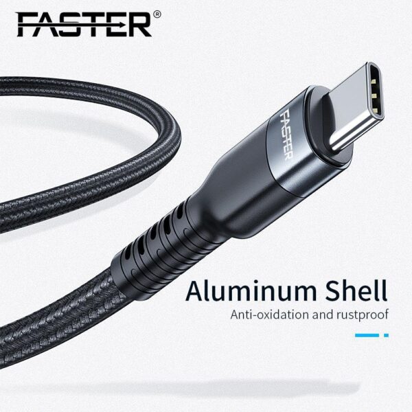 Faster Nylon Braided Type-C To Type-C Pd Cable 100W