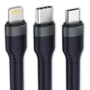 Quick Charge Denim Braided 3-in-1 Data Cable For Iphone - Android - Type-c
