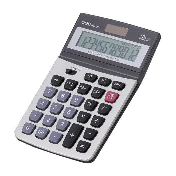 Deli Smart Desktop Calculator 1222 – Metal Body, Dual Power, 12-Digit Display - Image 3