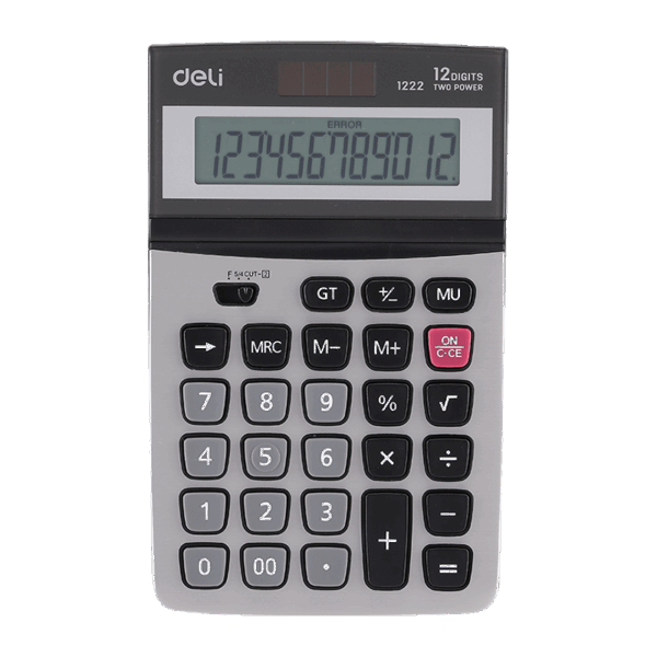 Deli Smart Desktop Calculator 1222 – Metal Body, Dual Power, 12-Digit Display - Image 6