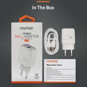 Faster Fast Charging Wall Adapter 18w Qualcomm With Micro Cable Qc 3.0a Fc-58
