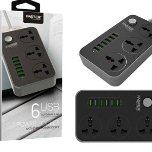 Faster Power Socket & 6 Usb Auto Max 3.4a
