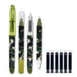Camouflage Cartridge Fountain Pen With Ink Remover And 6 Blue Refills