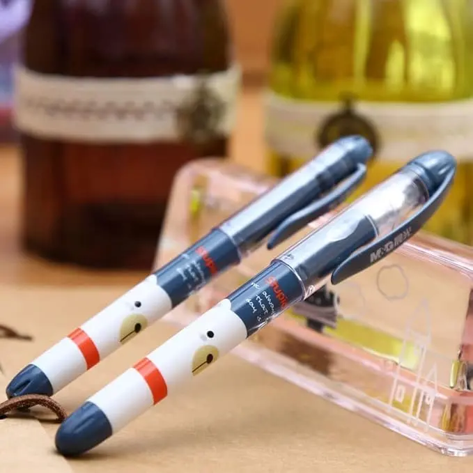 M&Amp;G Teddy Bear &Amp; Smart Squirrel Cartridge Fountain Pen Set With 6 Blue Refills