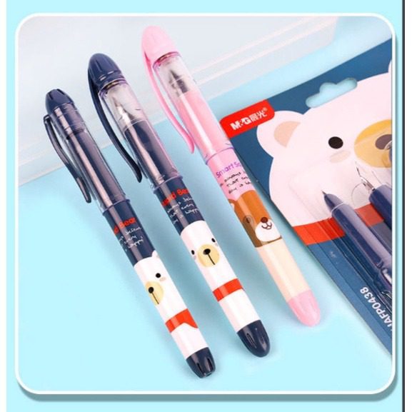 M&Amp;G Teddy Bear &Amp; Smart Squirrel Cartridge Fountain Pen Set With 6 Blue Refills
