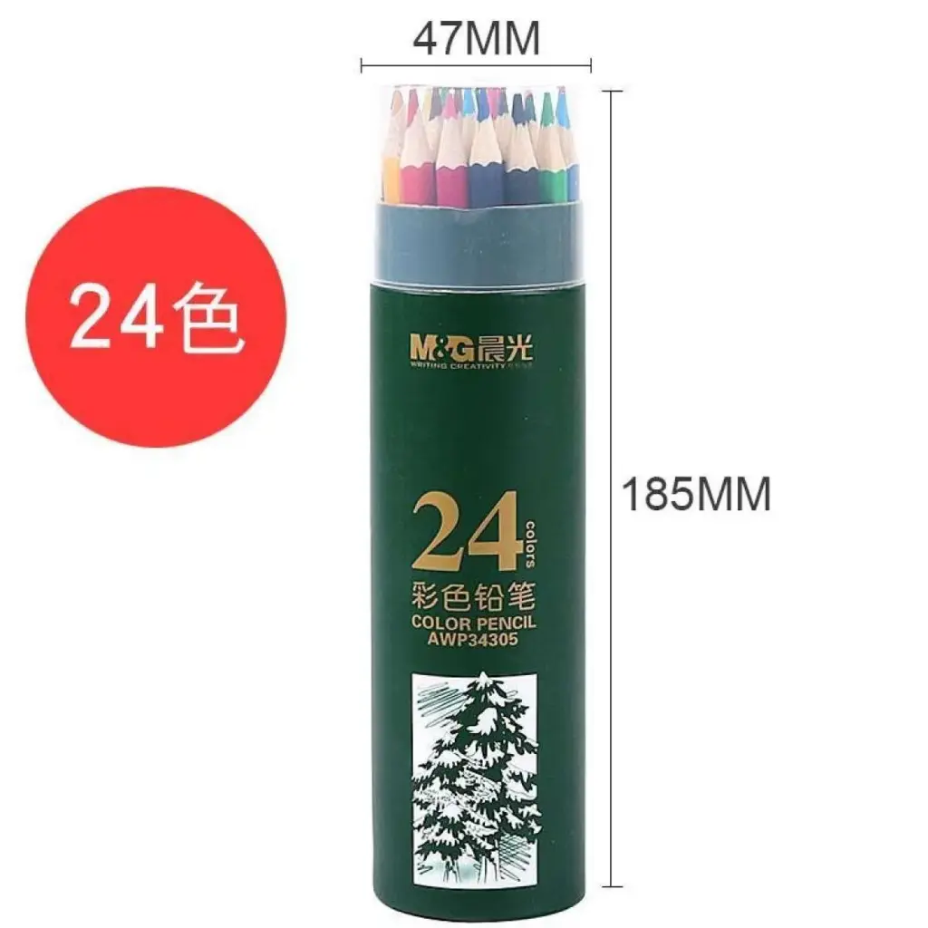 M&Amp;G High-Quality Wooden Color Pencils - Hexagonal - Pre-Sharpened - Pack Of 24