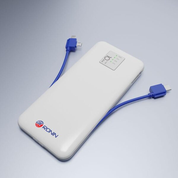 Ronin Power Bank 10000Mah Built-In Cables