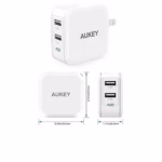 Aukey Dual Port Usb Wall Charger Pa-u38 - White/black