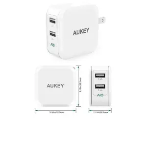 Aukey Dual Port Usb Wall Charger Pa-u38 - White/black