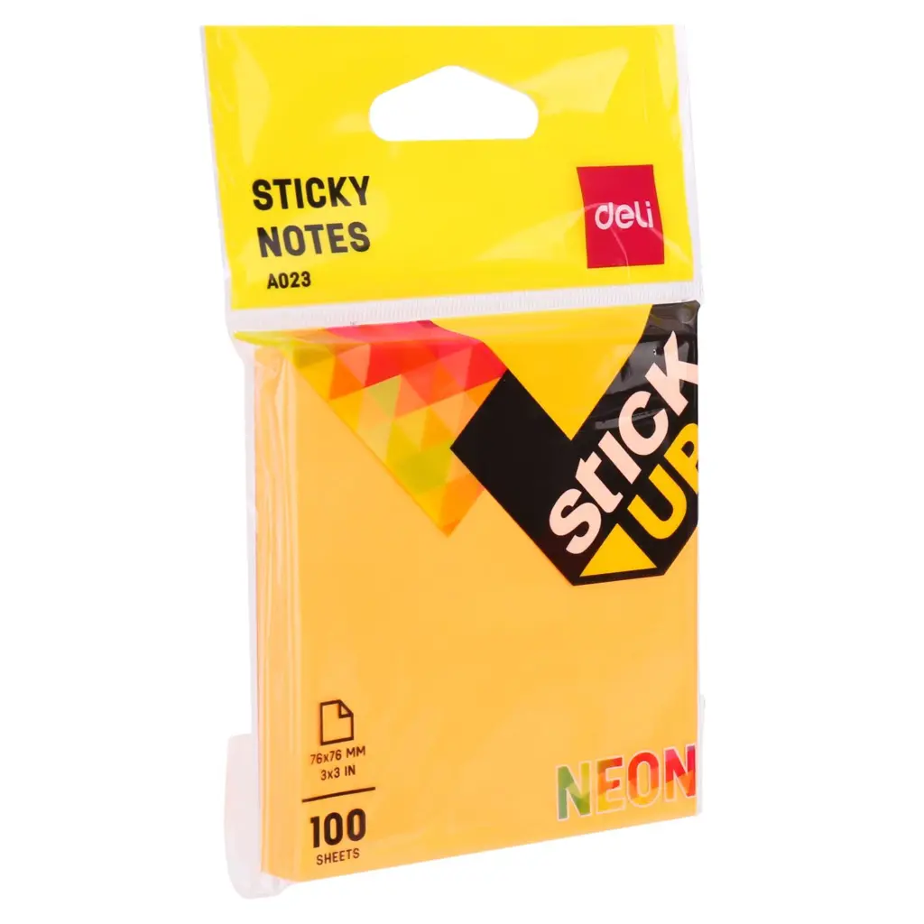 Deli Neon Sticky Notes - 100 Sheets - 3X3 - Ea02302