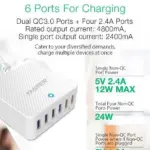 Faster Family Charger Quick Charge 3.0 With 6-Ports USB- FC-55