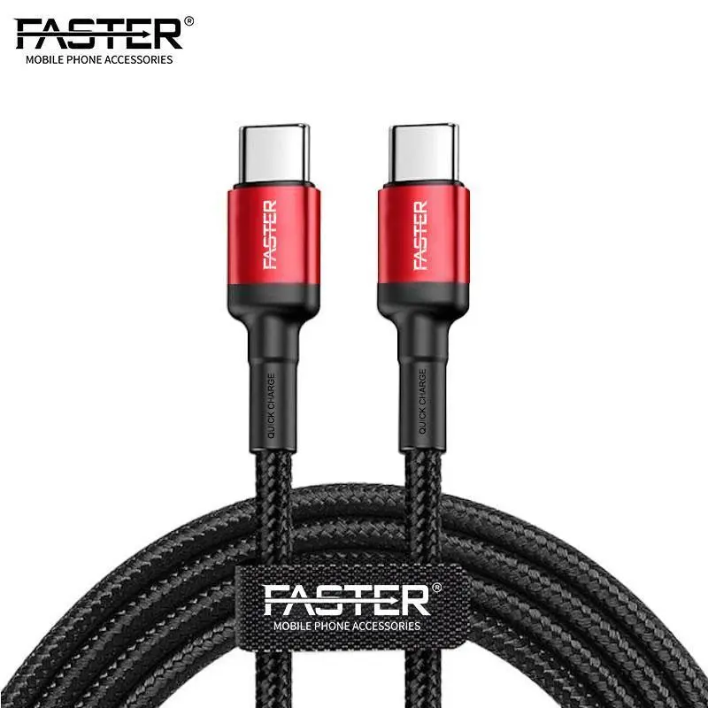Faster Nylon Braided 60W Type-C To Type-C Cable Faster Nylon Braided 60W Type-C To Type-C Cable