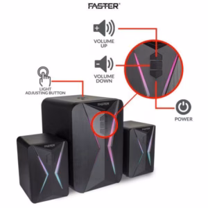Faster RGB Lighting Mini Gaming Speaker with Subwoofer