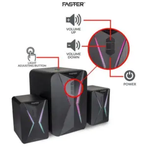 Faster RGB Lighting Mini Gaming Speaker with Subwoofer