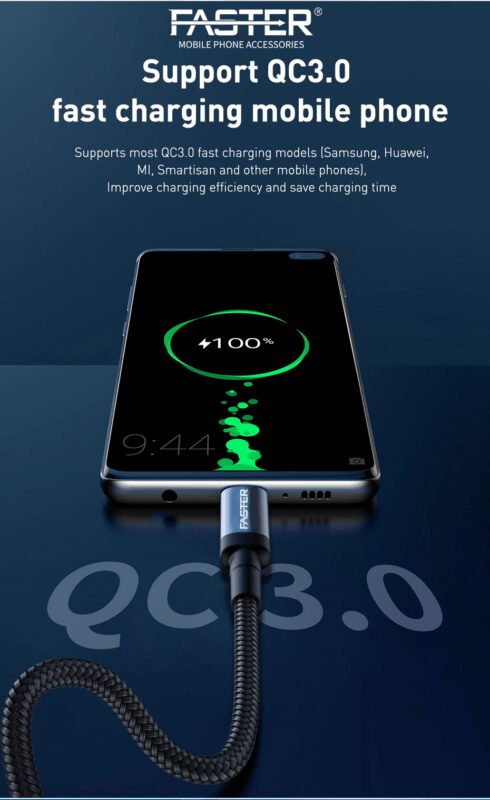 Faster Nylon Braided 60W Type-C To Type-C Cable