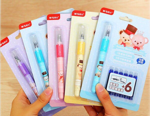 Teddy Bear Cartridge Fountain Pen With 6 Refills