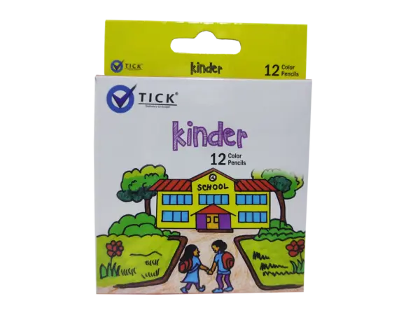 Tick Kinder Half Color Pencils - 12 Pre-Sharpened Colors