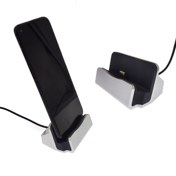 Usb Charge + Sync Dock Phone Stand For Samsung - Silver Black