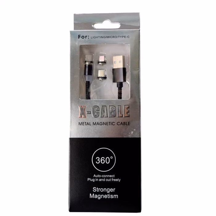 Home Mega-Electronics 75 X-Cable 360° Metal Magnetic 3-In-1 Usb Charging Cable - Gold Plated