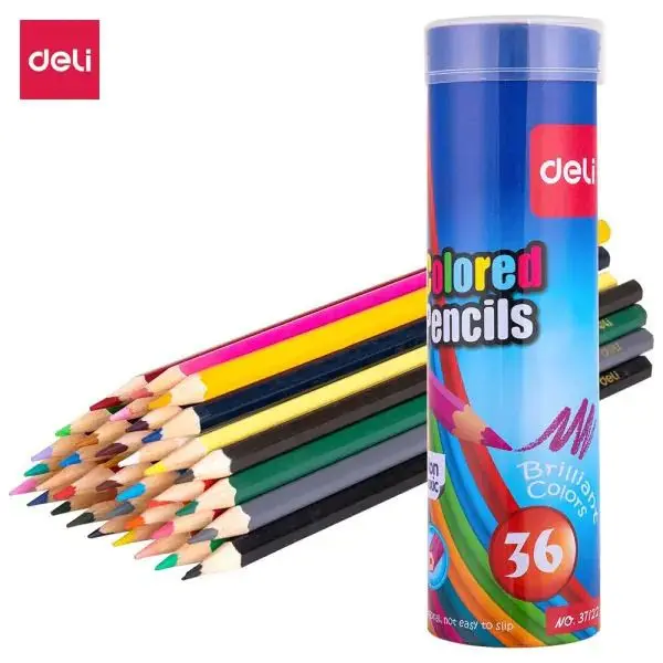 Deli Colored Pencils E37122 (1) Deli Brilliant Colored Wooden Pencils - 36 Colors