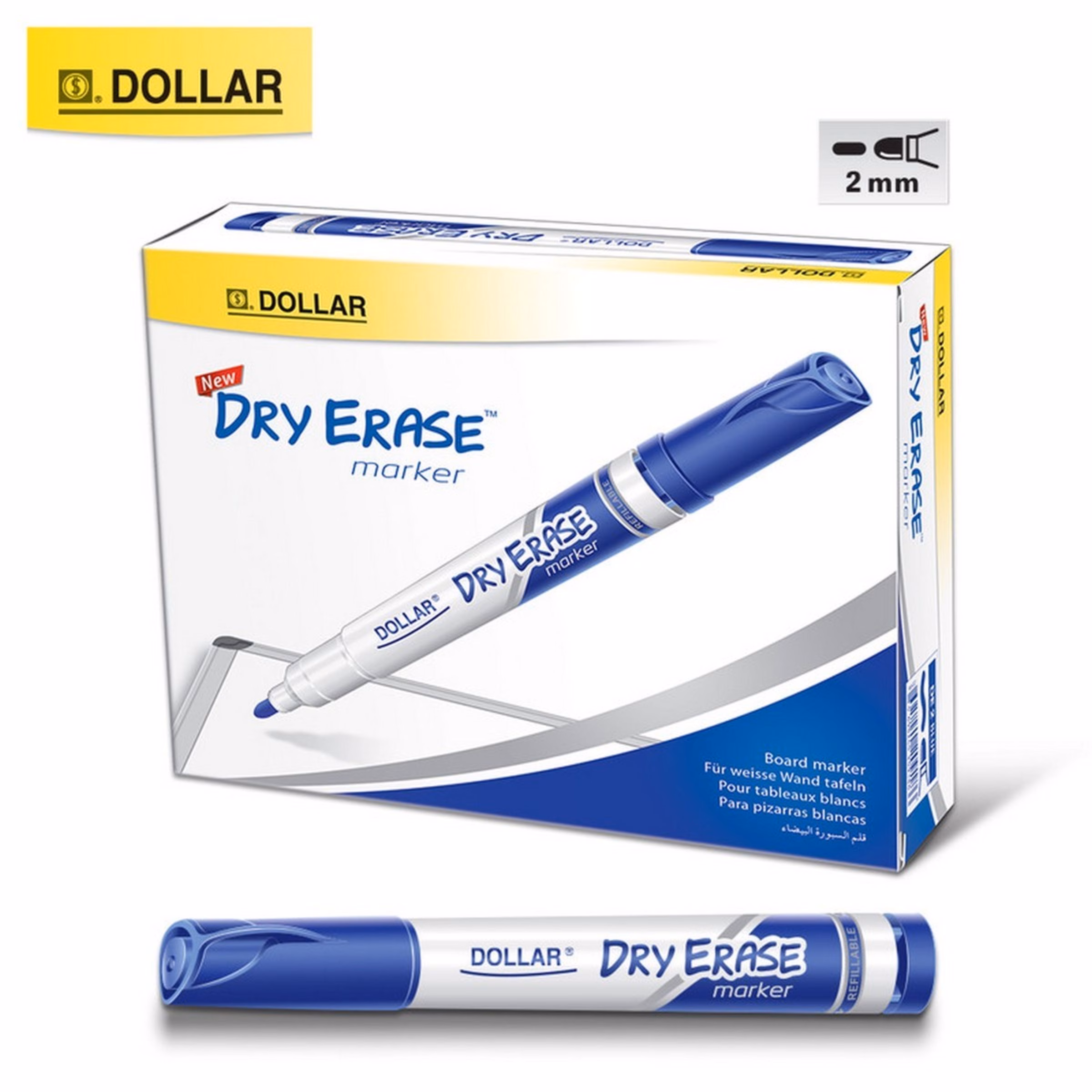 Dollar Dry Erase Marker Blue Dollar Dry Erase Whiteboard Marker - Refillable - 2Mm
