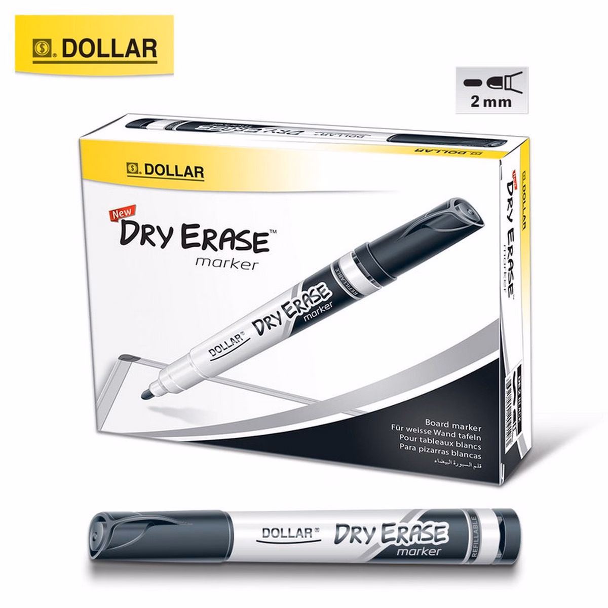 Dollar Dry Erase Marker Black Dollar Dry Erase Whiteboard Marker - Refillable - 2Mm