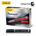Dollar Permanent Marker - Refillable - Chisel Tip - Pack Of 12 - Black