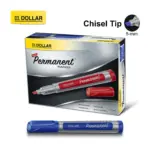 Dollar Permanent Marker - Refillable - Chisel Tip - Pack Of 12 - Black