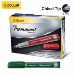 Dollar Permanent Marker - Refillable - Chisel Tip - Pack Of 12 - Black