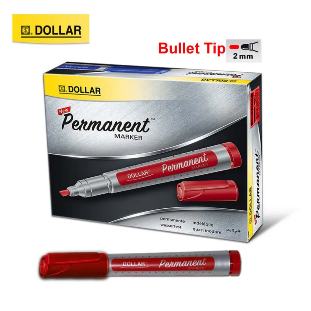 Dollar Permanent Marker - Refillable - Bullet Tip - Pack Of 12 - Multicolor