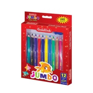 Goldfish Jumbo Color Pencils - 12 Colors With Free Sharpener