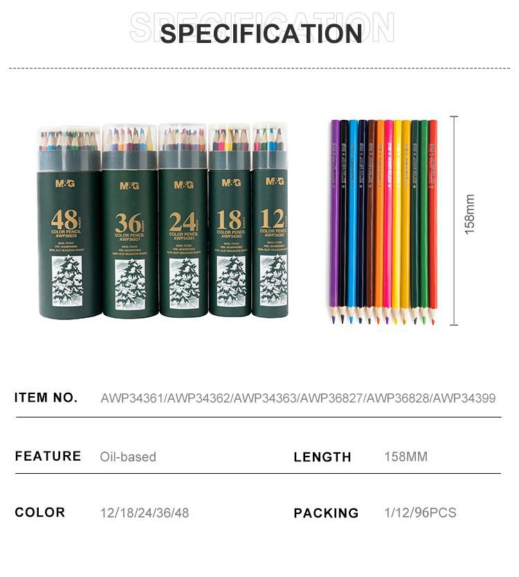 M&Amp;G High-Quality Wooden Color Pencils - Hexagonal - Pre-Sharpened - Pack Of 12
