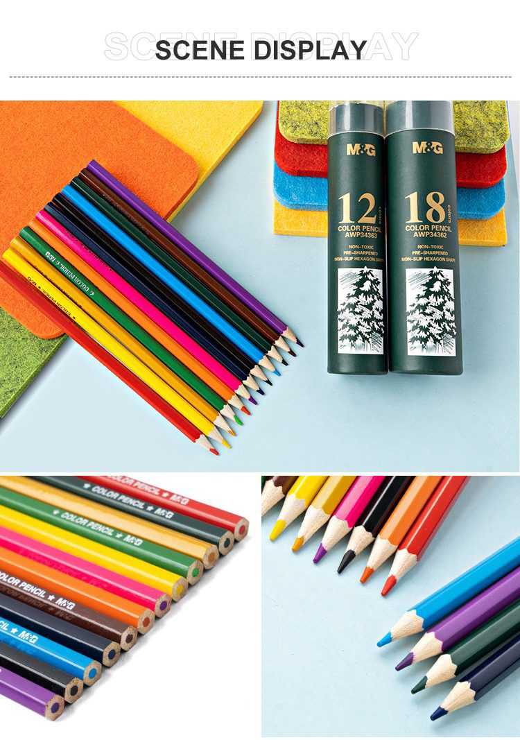 M&Amp;G High-Quality Wooden Color Pencils - Hexagonal - Pre-Sharpened - Pack Of 12