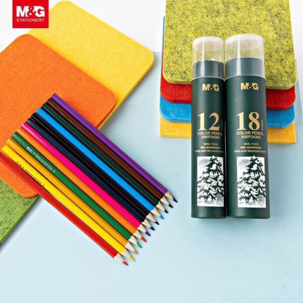 M&Amp;G High-Quality Wooden Color Pencils - Hexagonal - Pre-Sharpened - Pack Of 12