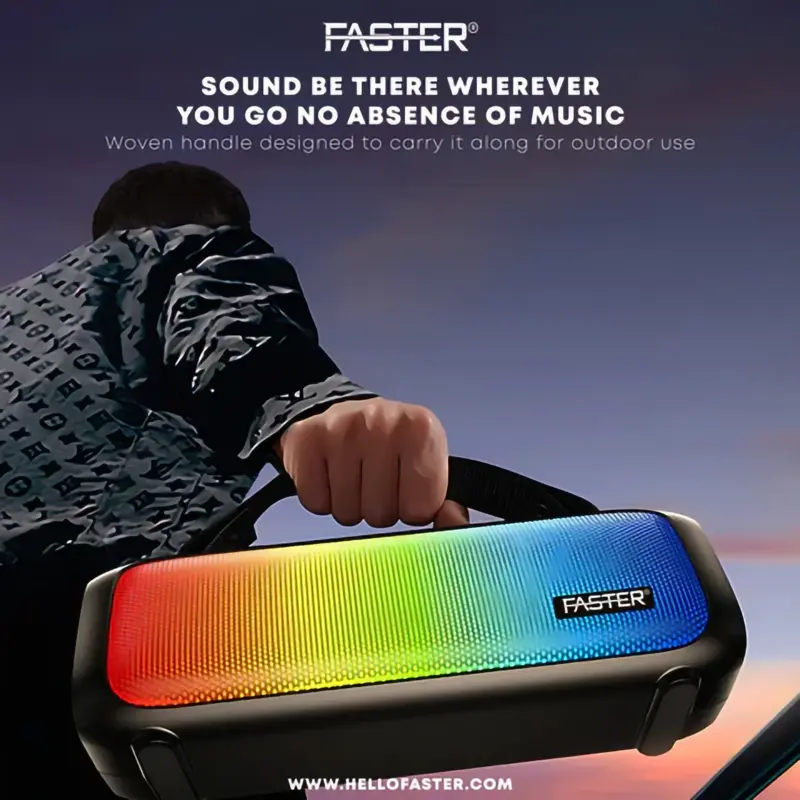 Faster Echo Go 3 Portable Wireless Bluetooth Speaker With Mic And Rgb Lights