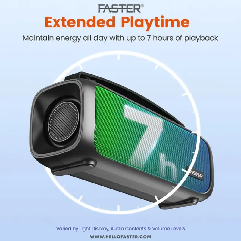 Faster Echo Go 3 Portable Wireless Bluetooth Speaker With Mic And Rgb Lights