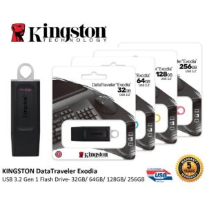 Kingston Data Traveler Exodia USB 3.2 Gen 1 Flash Drive 32gb, 64gb, 128gb, 256gb