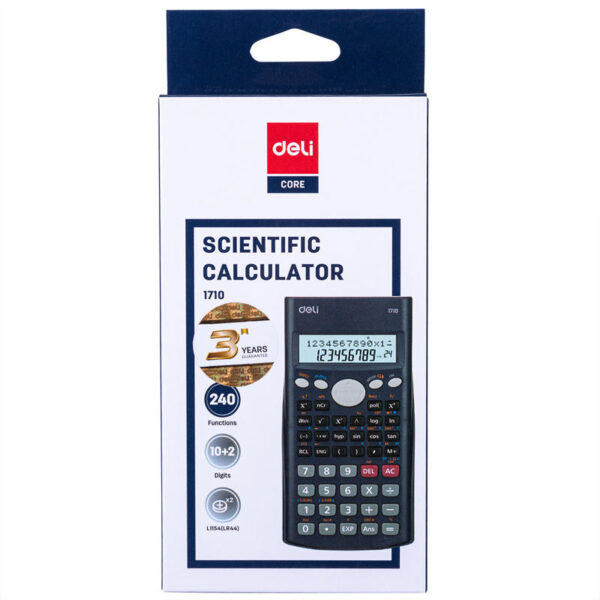 Deli Scientific Calculator 1710 – Dual Power, 240 Functions, 10+2 Digits Display - Image 6