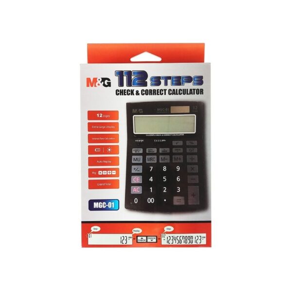 M&Amp;G Desktop Calculator Mgc-01 Adg9875911 – 12-Digit Display, 112 Steps Check &Amp; Correct, Dual Power - Image 7