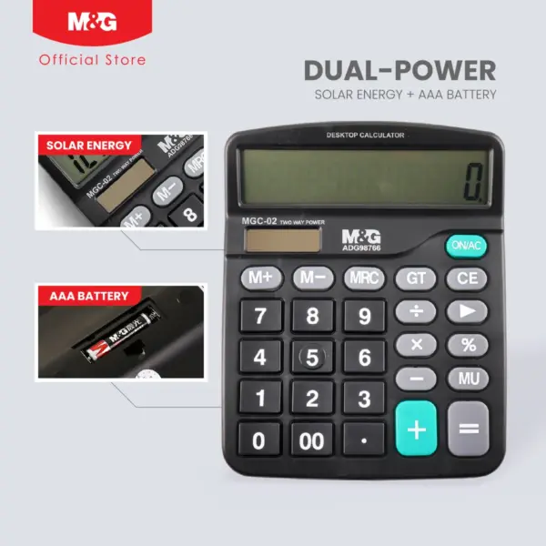 M&Amp;G Economic Desktop Calculator Mgc-02 Adg98766 – Dual Power, 12-Digit Display, Grand Total Function - Image 15