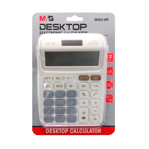 M&Amp;G Electronic Desktop Calculator Mgc-09 Adg98775 – Dual Power, 12-Digit Display, Grand Total Function - Image 3