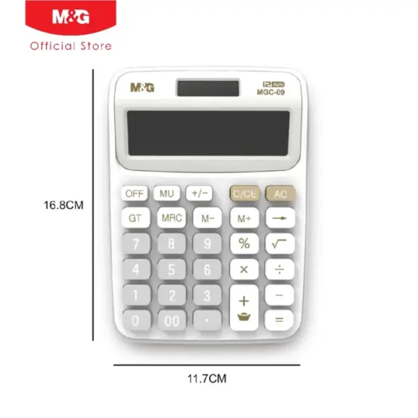 M&Amp;G Electronic Desktop Calculator Mgc-09 Adg98775 – Dual Power, 12-Digit Display, Grand Total Function - Image 5