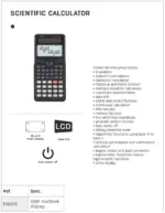 Deli Scientific Calculator D82ES Plus - Dual Power, 252 Functions, 12-Digit Large Display