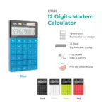 Deli Touch Series Calculator E1589 – Acrylic Soft Surface, Dual Power, Multi-Color Options