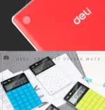 Deli Touch Series Calculator E1589 – Acrylic Soft Surface, Dual Power, Multi-Color Options