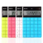Deli Touch Series Calculator E1589 – Acrylic Soft Surface, Dual Power, Multi-Color Options
