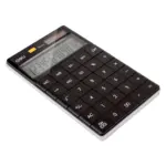 Deli Touch Series Calculator E1589P – Acrylic Soft Surface, Dual Power, Black
