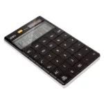 Deli Touch Series Calculator E1589P – Acrylic Soft Surface, Dual Power, Black