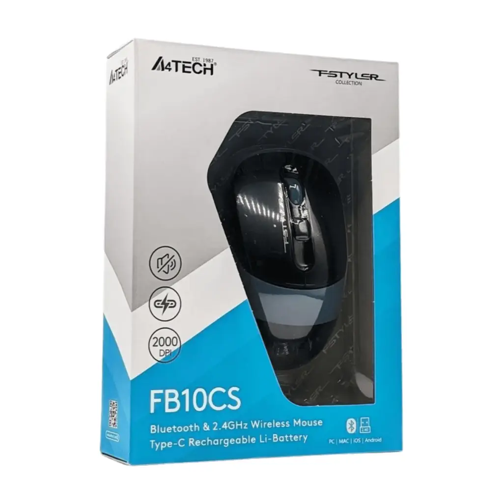 A4Tech Bluetooth Wireless Mouse - Fb10Cs - Rechargable - Silent Clicks