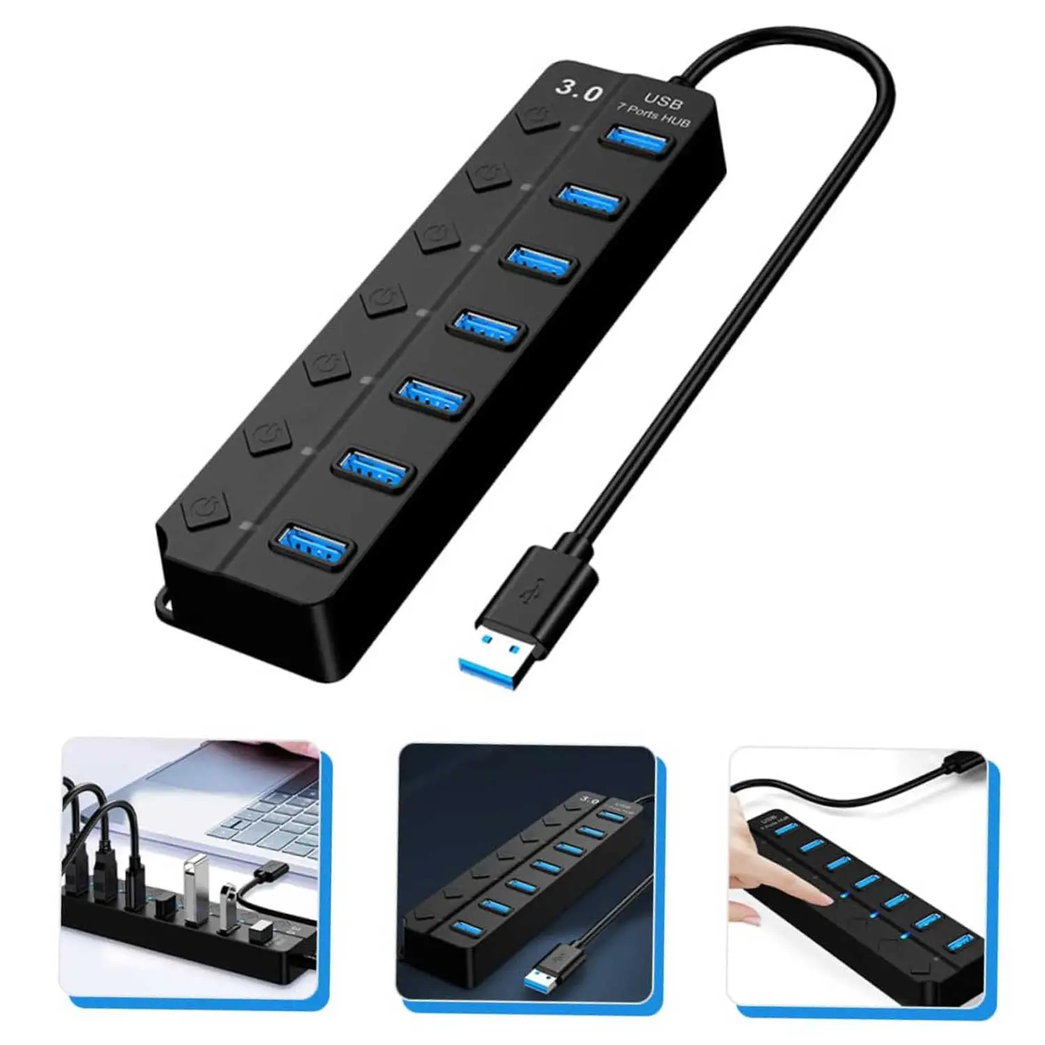 7-Port_Expander_Usb_30_Hub_With_Independent_Switch_Plug_Play1717061515 Usb 3.0 Expander Hub With Independent Switch - 7-Ports - Image 1